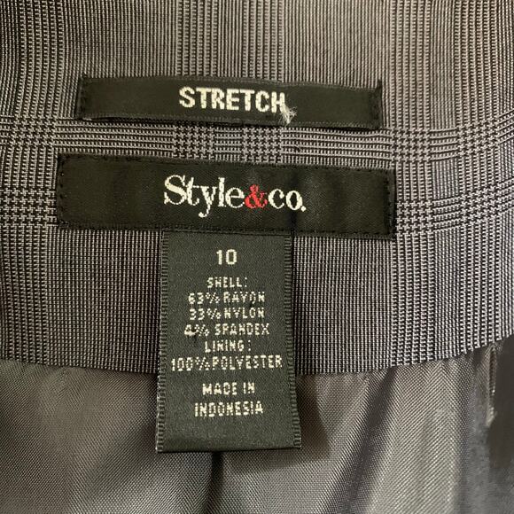 Style & Co. Sz 10/8 2-Piece Stretch Skirt Suit w/ Blazer Jacket Gray Glen Plaid - Picture 12 of 12